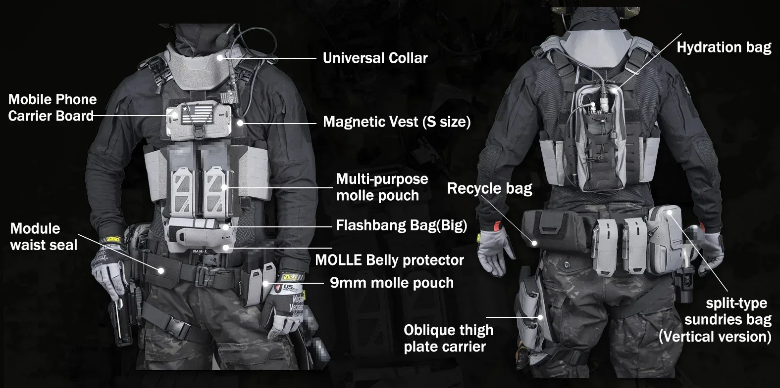 DMgear Tactical Hooded Coat Combat Uniform Long Sleeve Jacket Camouflage Black Breathable Comfortable Hunting Camping Outdoor