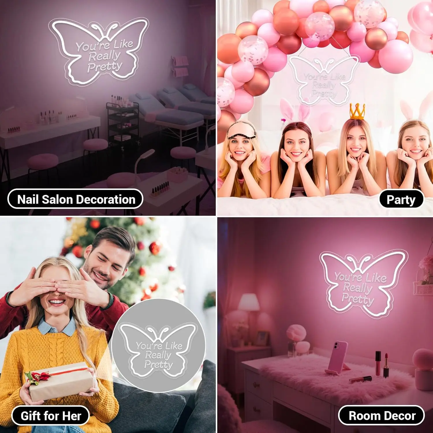 ป้ายไฟนีออน LED รูปผีเสื้อสีขาว ดีไซน์สวยงาม สำหรับตกแต่งผนัง 5/12V ปรับความสว่างได้ เหมาะสำหรับห้องนอนวัยรุ่นหญิงสาว ของขวัญงานแต่งงาน