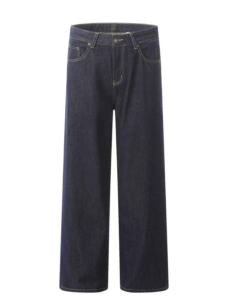 American High Street Retro Denim Original Black Blue Wide Leg Jeans Loose Straight Casual Trousers for Men And Women