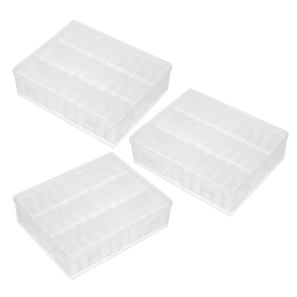 

3Pcs Transparent Storage Box Clear Bead Containers Flip Top Design for Office Desk Organization Craft Supplies