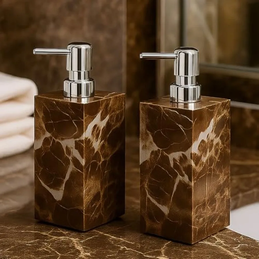 

Набор из 2-х дозаторов для мыла из натурального мрамора с насосом из нержавеющей стали, декоративные емкости для жидкого мыла для кухни и ванной комнаты