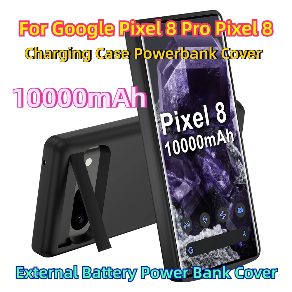 For Google Pixel 8 Pro  Google Pixel 8 Charging Case Powerbank Cover  Battery Cases 10000mAh External Battery Power Bank Cover