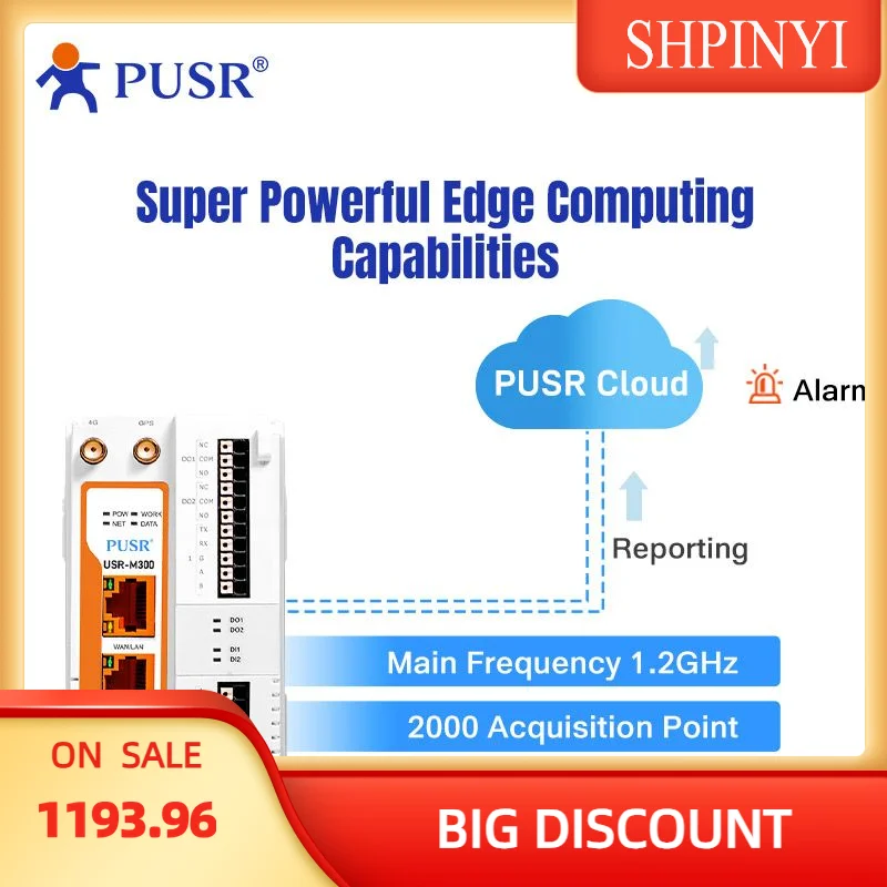 PUSR USR-M300 Edge IoT Gateway Edge Computing Bis zu 2000 Datenpunkte NODE-RED Low-Code-Programmierung