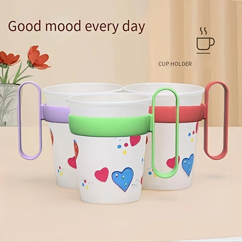 

1Pc Simple Portable Cup Holders Heat-Resistant Cup Mats Racks Disposable Cup Holders Paper Cup Stands With Handles