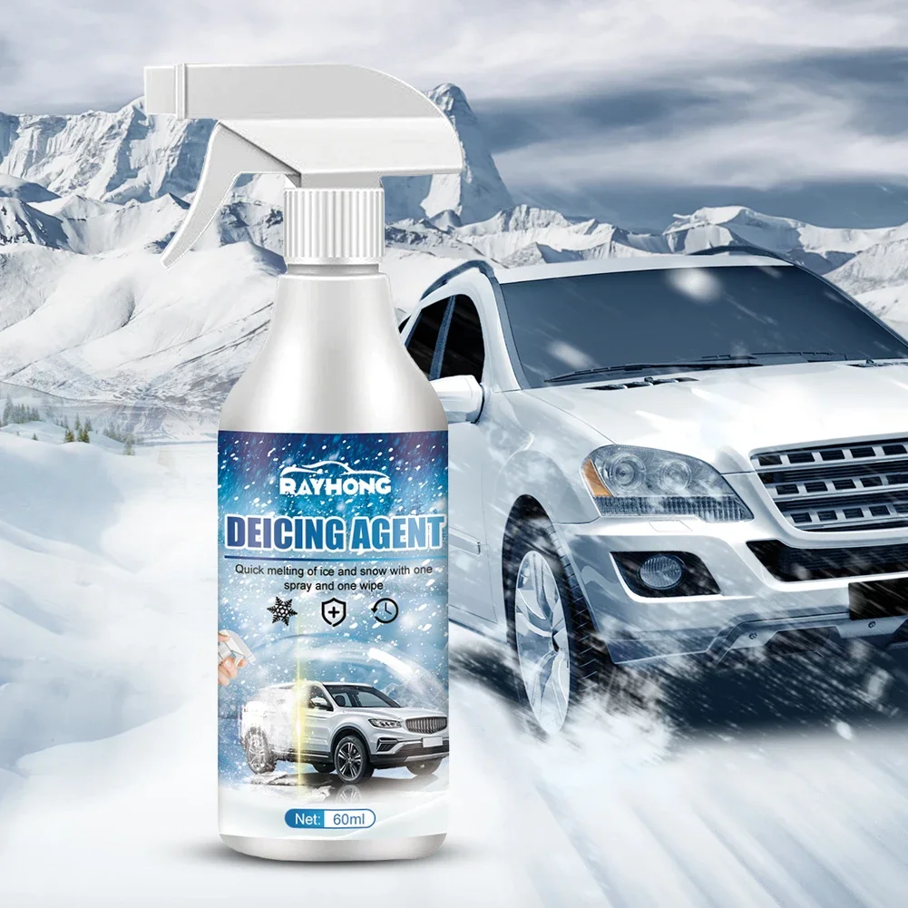 Winter De Icing Instantly Melts Ice Auto Windshield Deicing Spray Car Window Cleaner 60ML Road Anti Slip Winter Vehicle Supplies