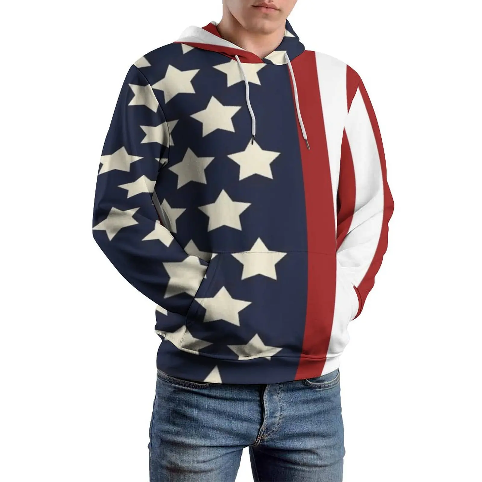 

USA American Flag Loose Hoodies Patriotic Stars And Stripes Harajuku Pullover Hoodie Couple Oversized Street Fashion Sweatshirts