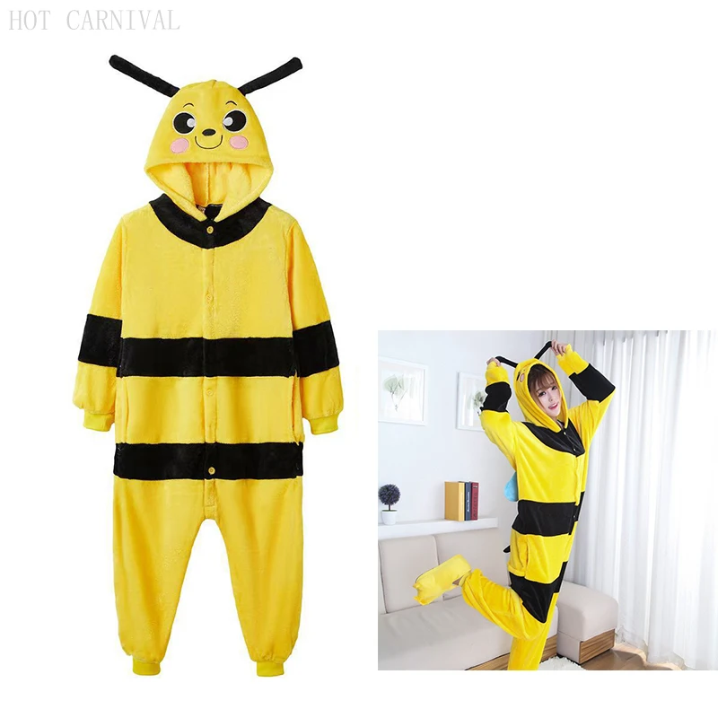 

Yellow Bee Kigurumi Onesies Pajamas Cartoon Animal Cosplay Pyjamas Adult Onesies Party Dress Halloween Stage Performance Custome