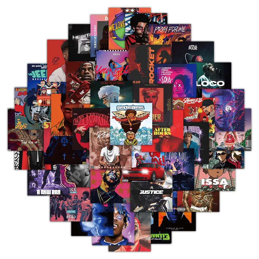 61/63 個のアルバムステッカー、ヨーロッパとアメリカの歌手の電話ケース、防水ファンコレクションギフト、ポータブルギター荷物用