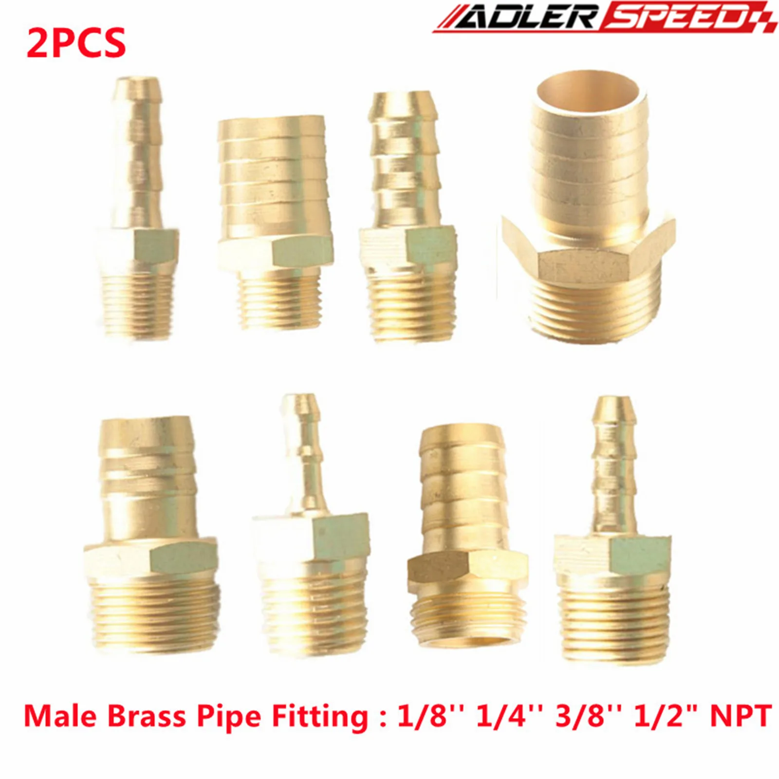 

2PCS 1/8'' 1/4'' 3/8'' 1/2" NPT To 4mm 6mm 8mm Barbed Brass Hose Barb Thread Pipe