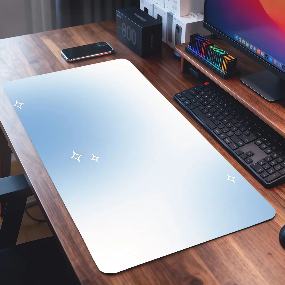 White Pink Gradient Mouse Pad Square Office Gaming Desk Mat Waterproof Non-Slip Rubber Decorative
