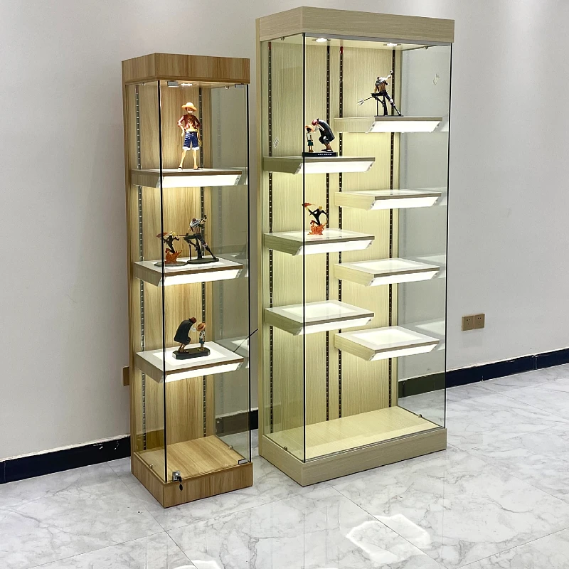 Figure Display Cabinet Small Household Solid Wood Toy Model Glass Stand Sample