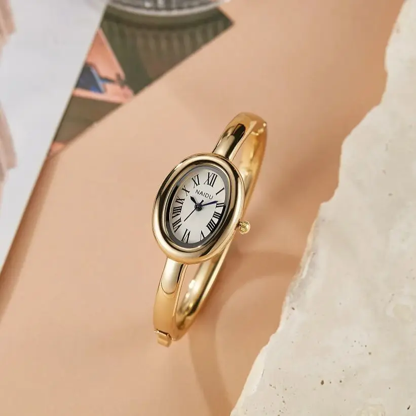 Fashionable Luxury Elegant ladies' Bracelet Watch Roman Numeral Oval Waterproof Women's Quartz Watch reloj часы женские наручные