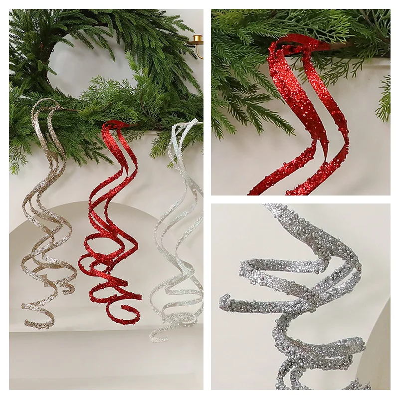 

60/85cm Artificial Christmas Glitter Branches Handmade Sequins Simulated Christmas Branches Elegant DIY Christmas Tree Decor