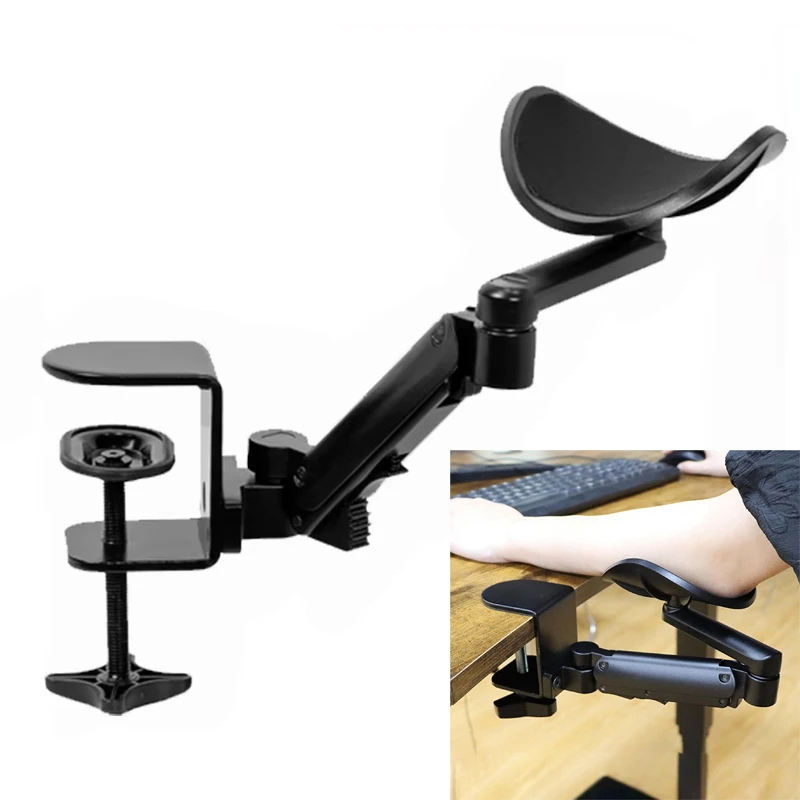 Metal Ergonomic Arm Rest Wrist Support Adjustable Rotating Desk Bracket for Computer Office Laptop Gaming Mouse Hand Comfort
