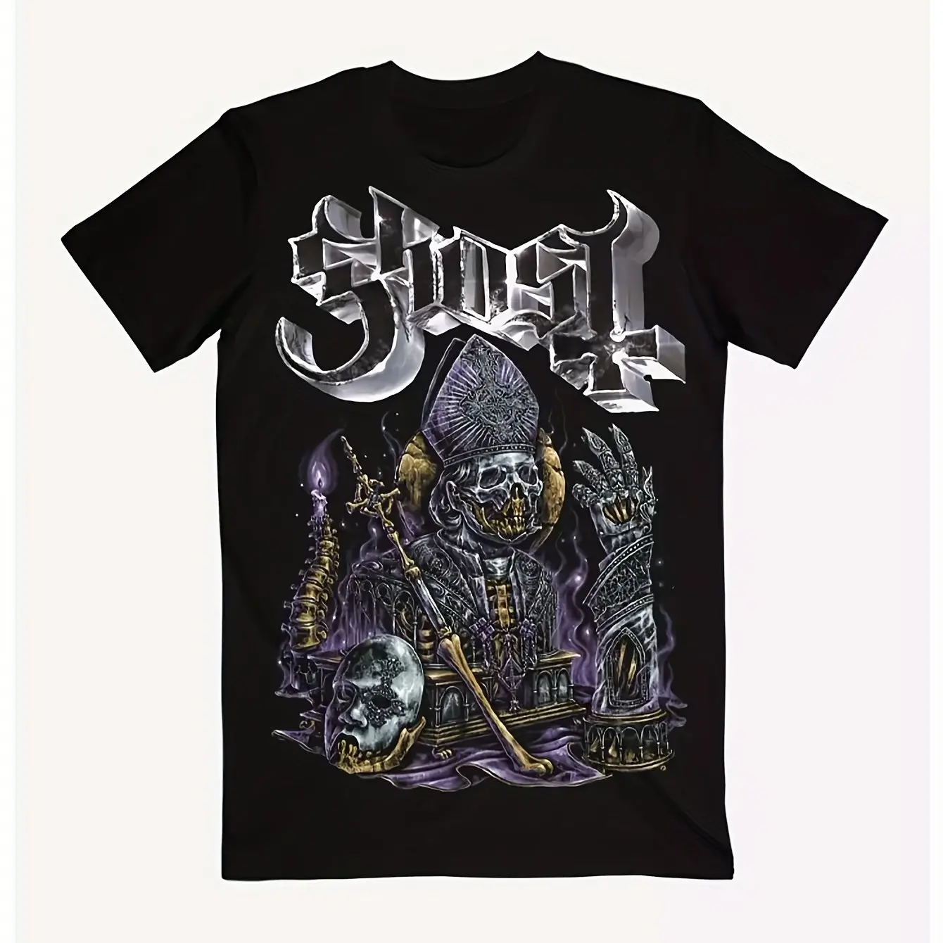 

Ghost Papa V Perpetua T-Shirt Graphic Short Sleeve Shirt Unisex Men Women Summer Casual Crew Neck Cotton Tee