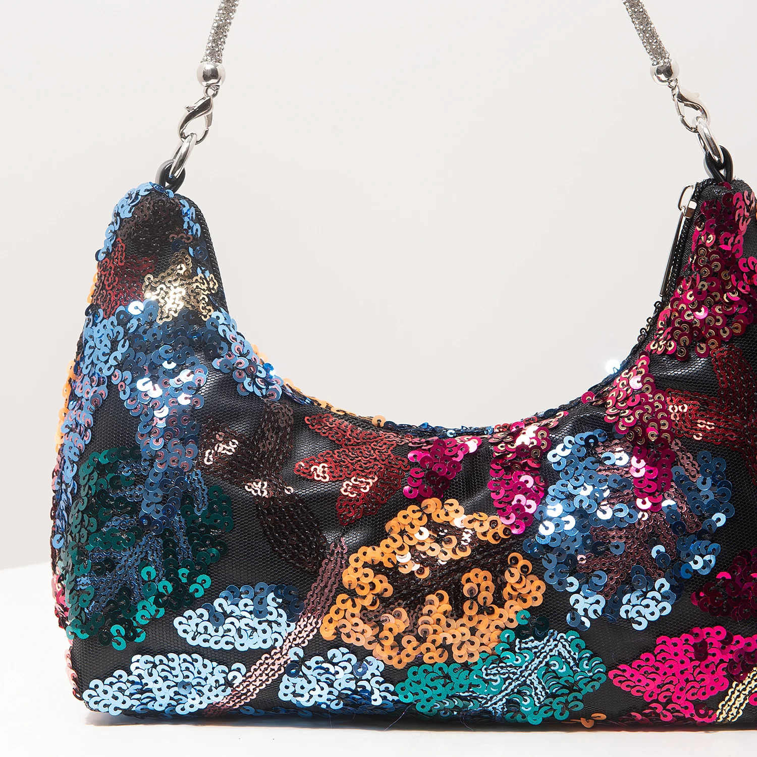 Schultertasche, Blumenmuster, Pailletten-Tasche, Stickerei, Gala-Abend, Party-Outfits, Abschlussball-Tasche, Hochzeitsartikel, Elegant, Valentinstag, Zufälliges Muster – Detail 27