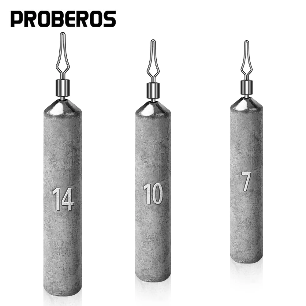 PROBEROS 10pcs Fast Sinking Bar Shape Fishing Sinker 2.5g-3.5g-5g-7g-10g-14g-17g-20g-28g Fishing Sinker Weights Fishing Tackle