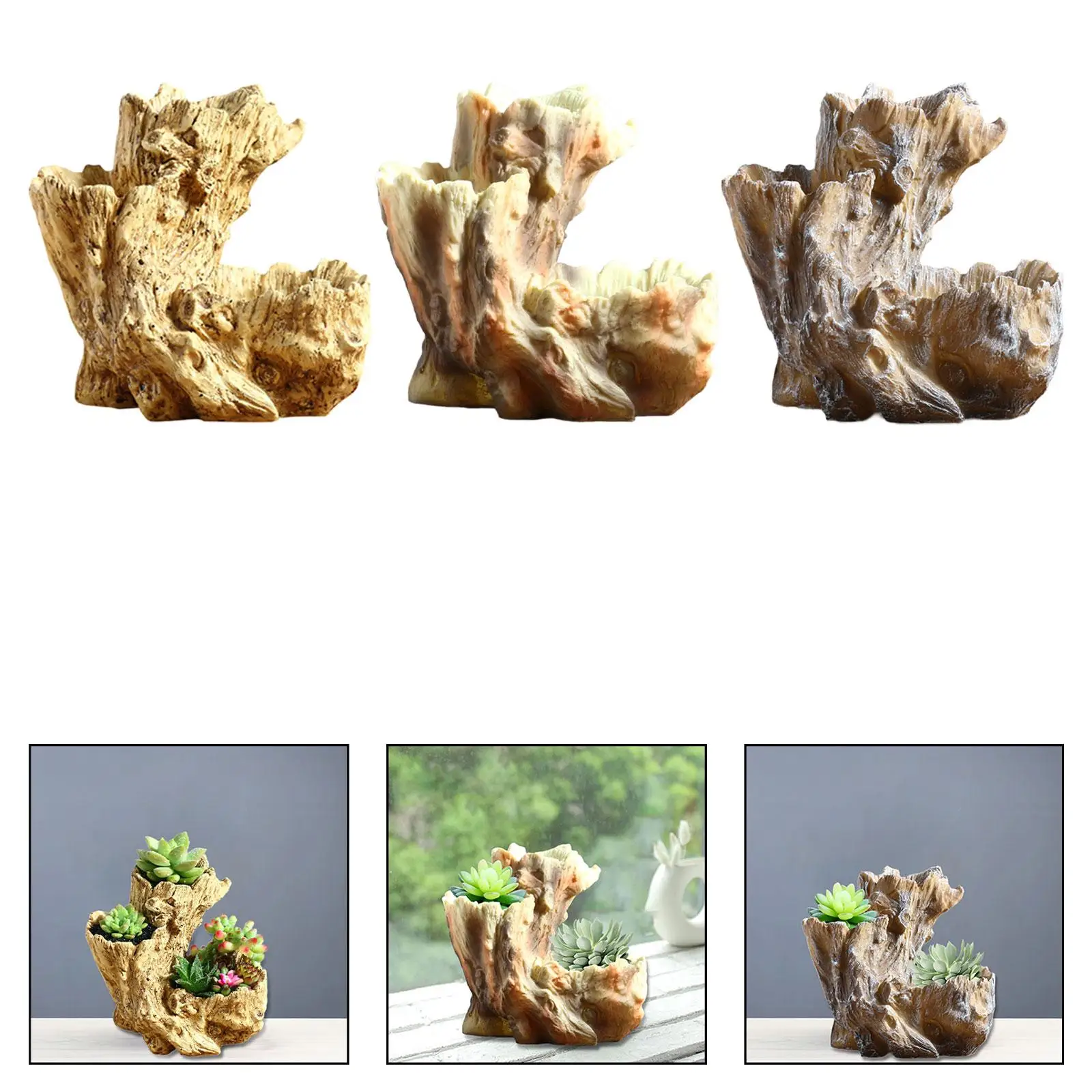 الراتنج زارع الراتنج اناء للزهور شجرة الجذع النحت Driftwood نمط الحلي #3