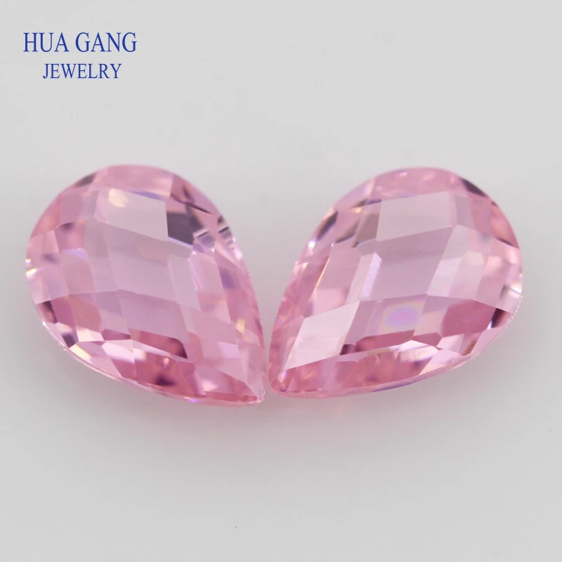 5A Pear Double CheckerBoard Cubic Zirconia Stone Multicolor Brilliant Cut Loose CZ Stones Synthetic Gems Beads For Jewelry