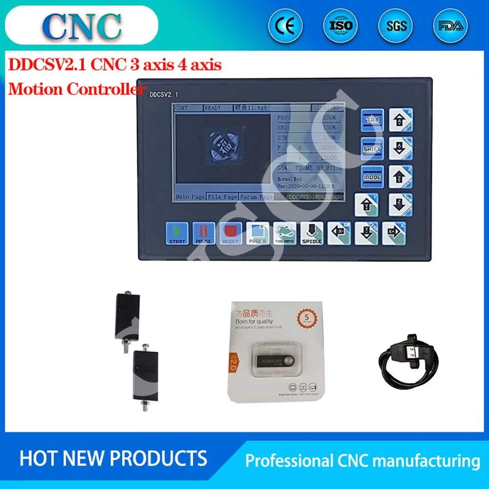 Kit de sistema de control de movimiento CNC sin conexión DDCSV2.1 de 3/4 ejes, volante electrónico de parada de emergencia, volante MPG DC75W24V