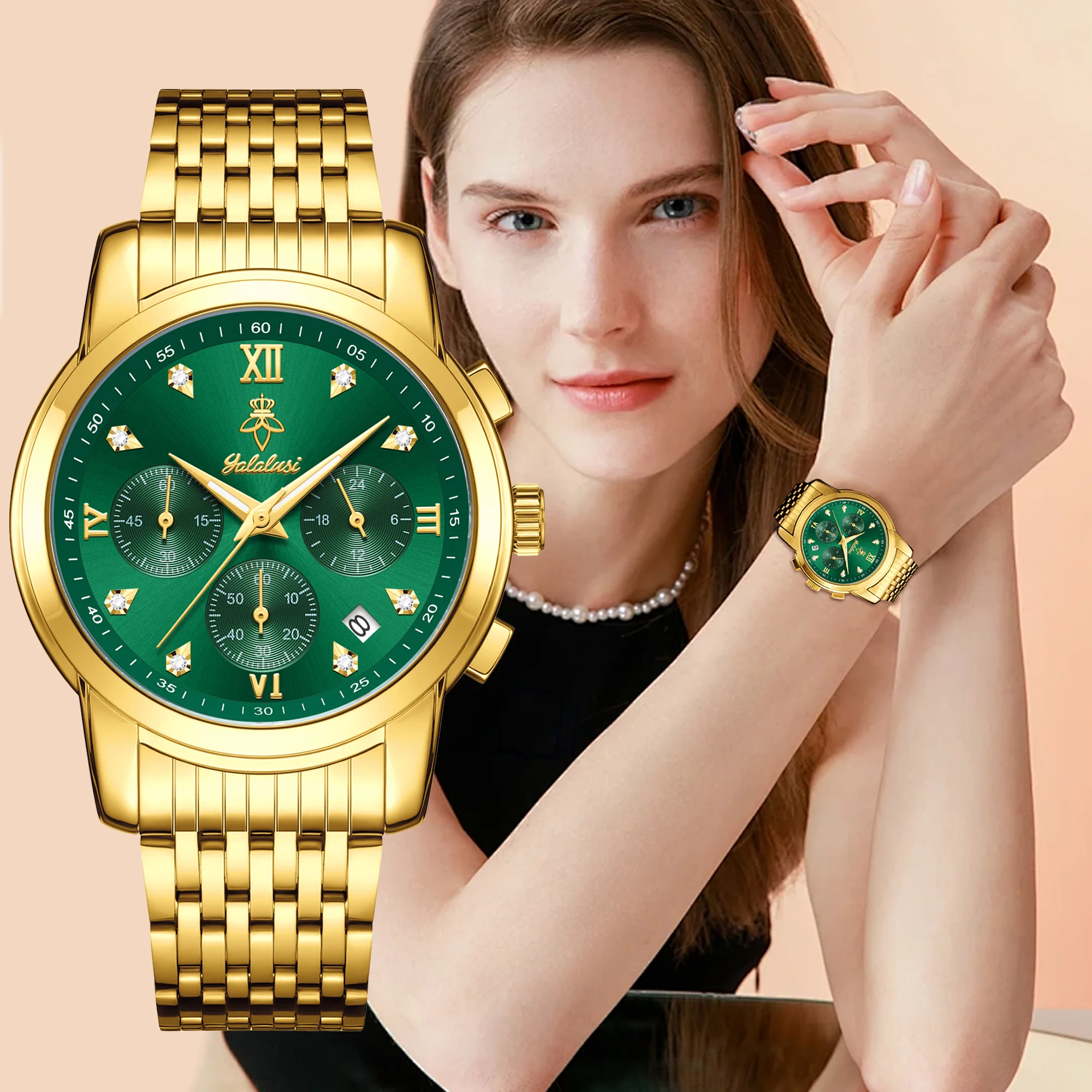 

Модные водонепроницаемые кварцевые часы для пары YaLaLuSi, роскошные наручные часы с браслетом, деловой подарок для особых случаев, reloj mujer