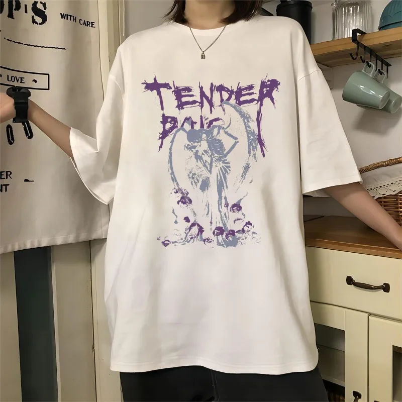 

YUMMYY женская одежда Y2K, летняя готическая женская уличная футболка в стиле хип-хоп с принтом в стиле ретро, футболка большого размера в стиле ретро