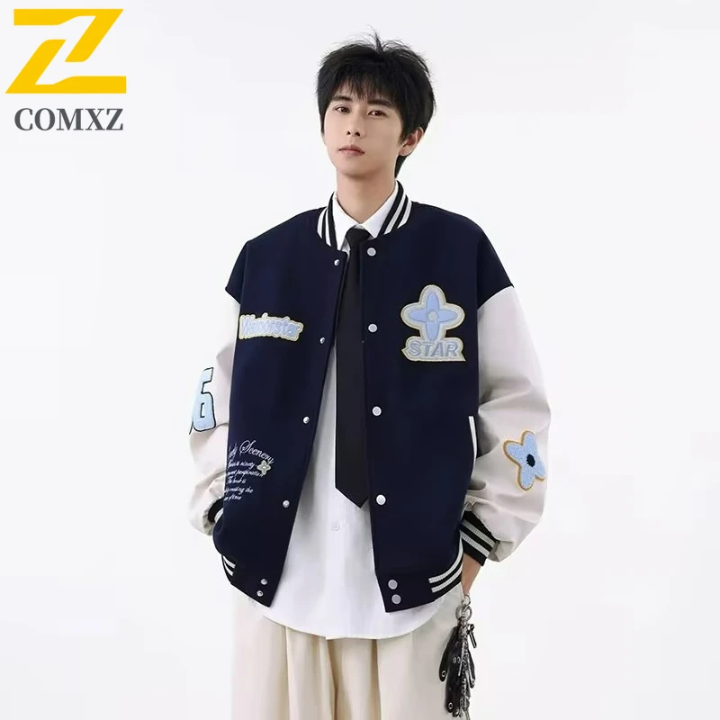 

COMXZ Vintage Baseball Jacket 2025 New Fashion Classics Camping Travel Jackets Casual Comfort Lightweight Versatile Outerwear