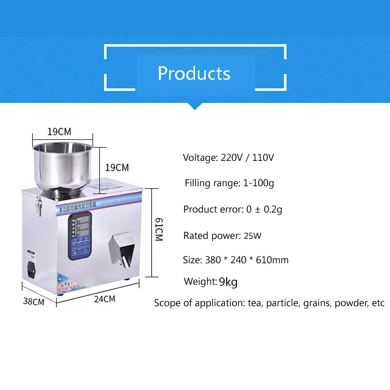 110V 220V Auto Weight Powder Grain Spices Bean Coffee Tea Particle Filling Packaging Packing Machine