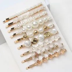 9 pack Pearls Hair clips for Women Girls Cute Sparkle Bead Hair Slides Beaded Hairpins Hair Grips Handmade Gold Hair Barrettes