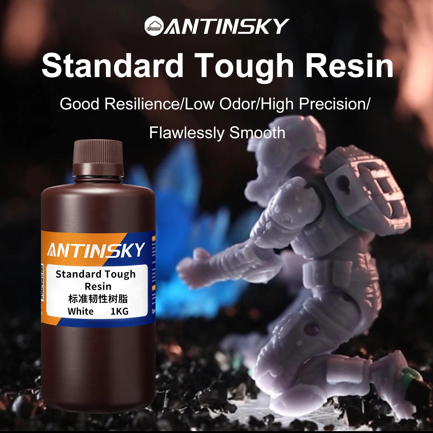 ANTINSKY Standard Tough 405nm UV 3D Printing Resin 1kg High Impact Resistance For Functional Parts & Prototype LCD DLP