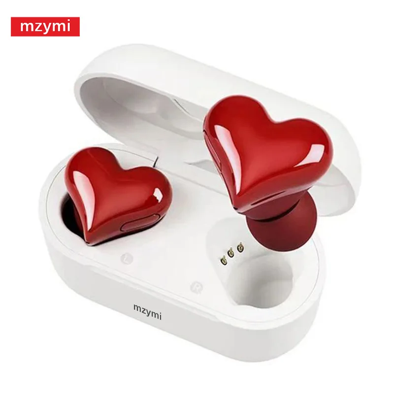 

mzymi Heart Shaped TWS Wireless Earbuds In Ear Bluetooth5.3 Earphone Hifi Stereo Sound Sport Headphone Touch Control Headet