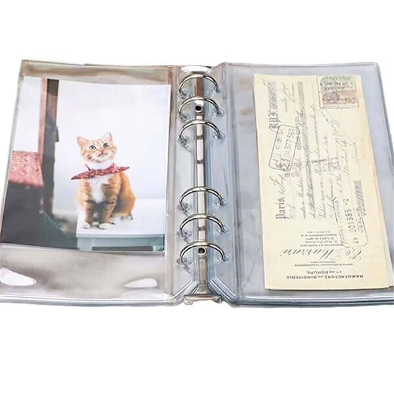 

Transparent PVC Flat Pull Bag Three-layer Double-sided Outer Opening Loose Leaf Bag 6-hole Loose Leaf Notebook Storage