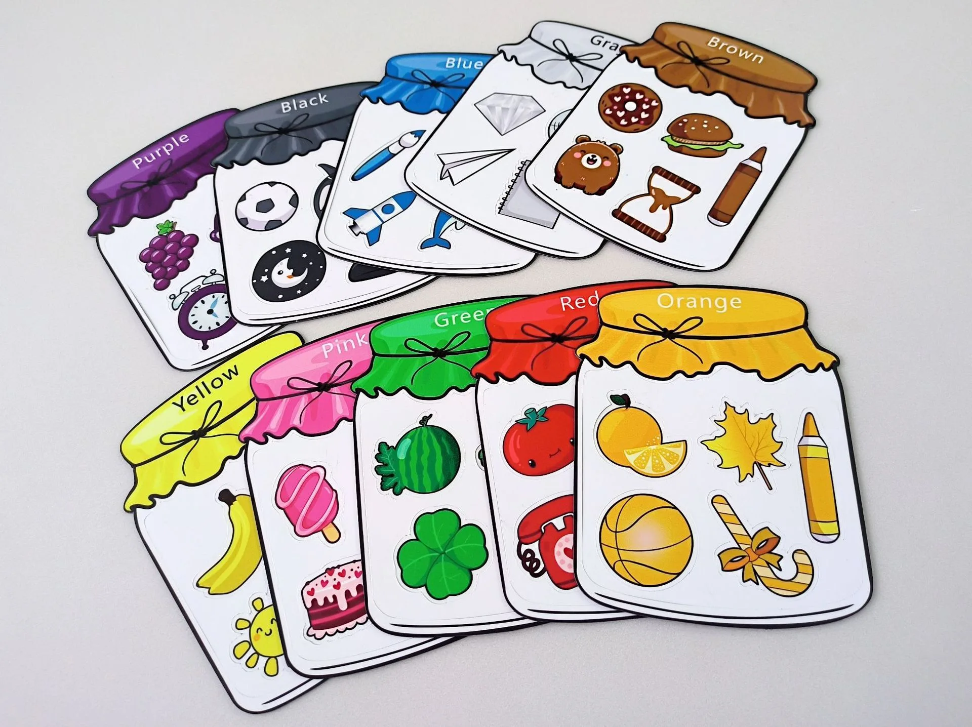10 Sets 10-Farben-Kognitions-Sortierung, Honigglas, magnetische Aufkleber, Montessori-Spielzeug, Vorschule, Lernen, passende Spiele, Lehrmittel