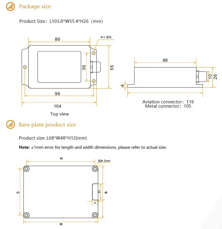 BWSENSING BWH525 Biaxial Inclinometer High Accuracy 0.003 Degree Digital and CANBUS Output Inclination Angle Sensor "