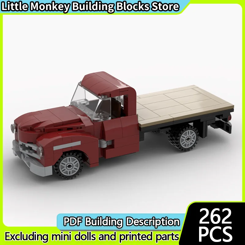 

City Car Model MOC Building Bricks Vintage Flatbed Truck Modular Technology Children Holiday Gifts Assemble Toys Suit