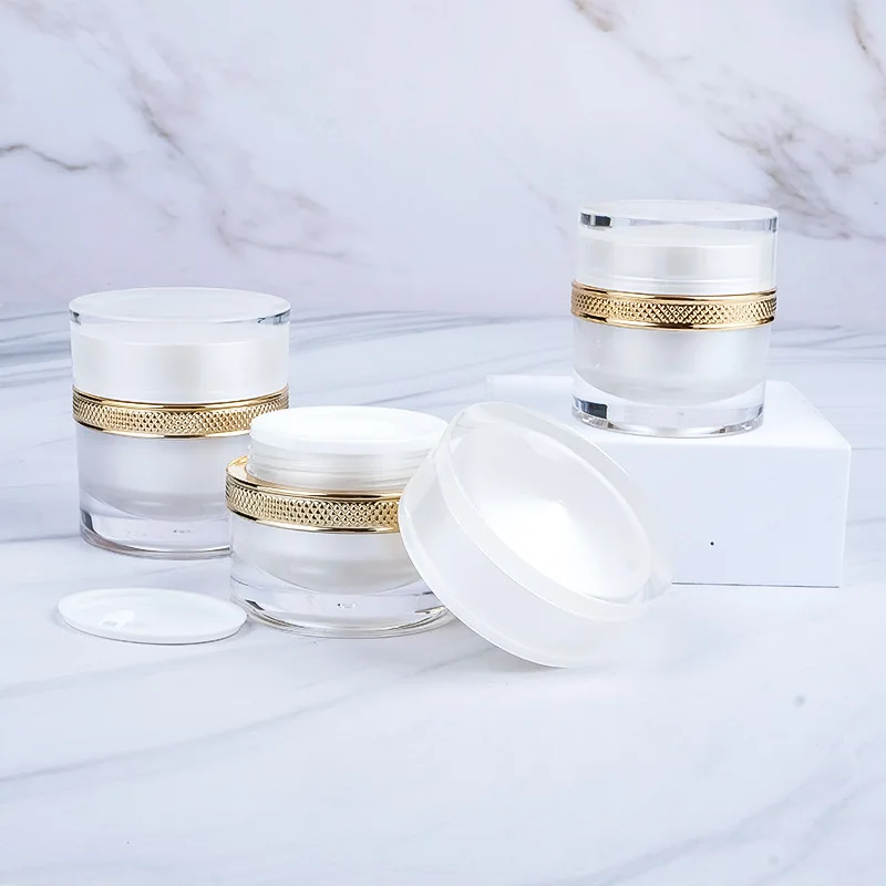 50G pearl white acrylic jar pot tin day night cream/essence/moisturizer/gel mask/art nail/skin care cosmetic packing plastic jar