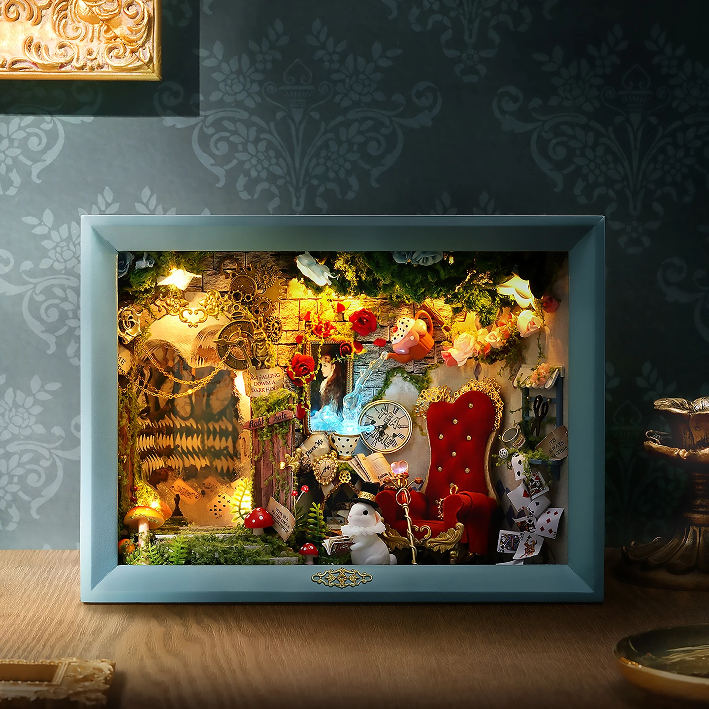 Photo frame decoration set, 3D puzzle assembly building model DIY handmade toy micro house set, room bedroom decoration