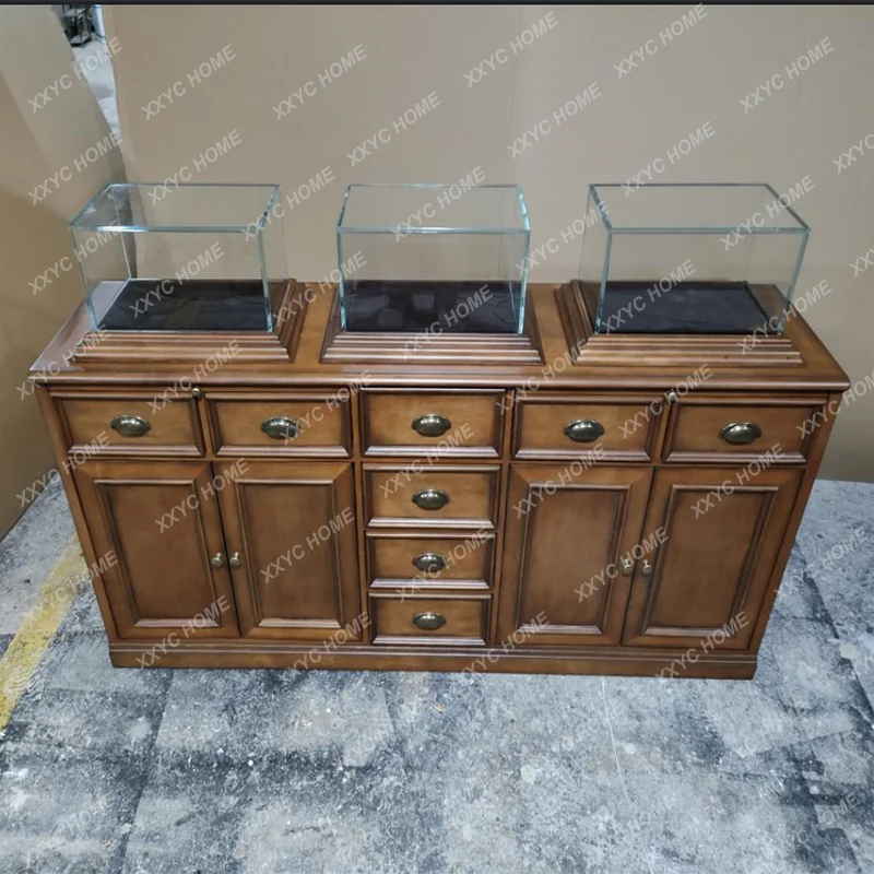 SSJj Retro Display Cabinet, Jewelry Boutique Display Cabinet, Ultra-thin Tempered Glass Display Cabinet, High-end Customization