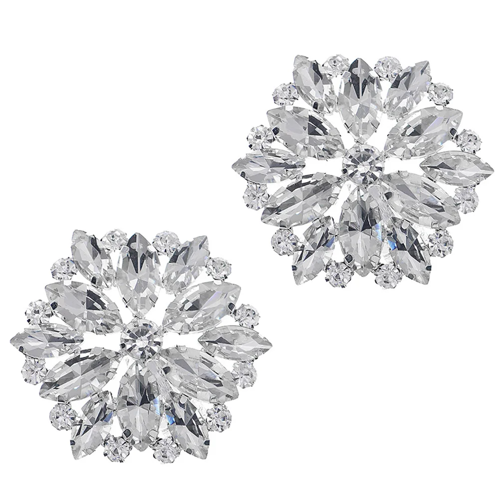 

1Pair Rhinestone Shoe Buckles Clips for Weddings Banquets Bridal High Heel Jewelry Shoe Accessories