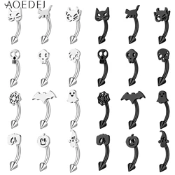 AOEDEJ 1 PC Punk Gothic Style 16G Stainless Steel Eyebrow Rings 8/10MM Curved Eyebrow Piercing Halloween Body Piercings Jewelry