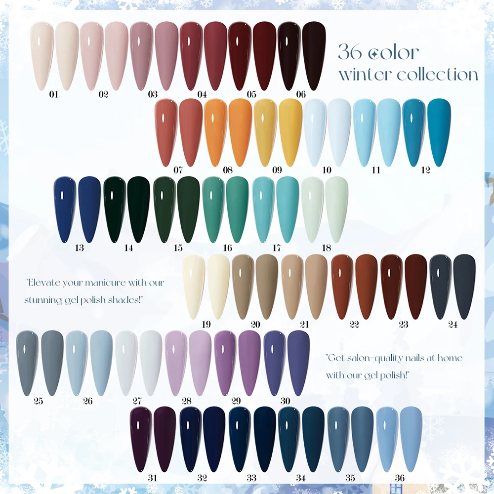 Vendeeni 36 Farben/Set Vier Jahreszeiten Einfarbiger Gel-Nagellack TPO HEMA-FREI Semi-Permanenter UV-Soak-Off Gel-Lack mit Display – Detail 35