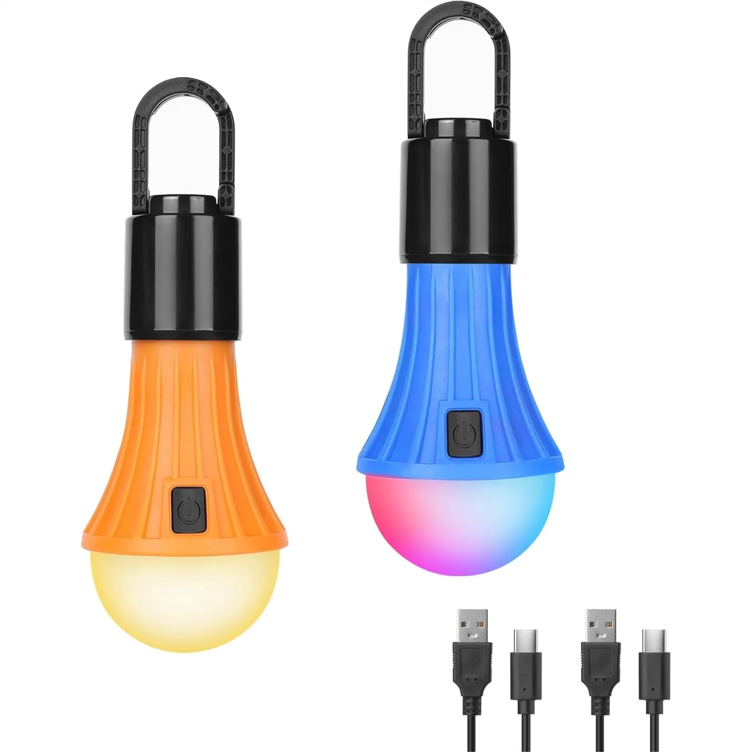 

LED Rechargeable Camping Lantern, 7 White & RGB Modes, Portable Hanging Light with Hook for Camping, Emergency, USB-C Included