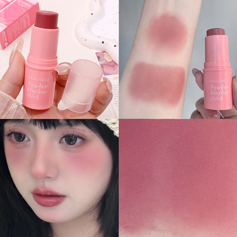 Gesicht rosa Rouge Stick wasserdicht natürliche dauerhafte Wange Tönung Rouge Creme aufhellende Kontur Multifunktions-Lippen Auge Kosmetik