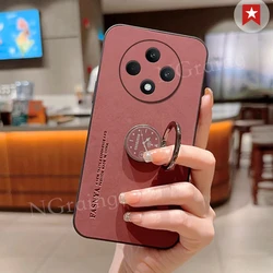 Case For OPPO Reno 12F Luxury Leather Ring Bracket Camera Protection Cover For OPPO Reno 12F Shockproof Bumper