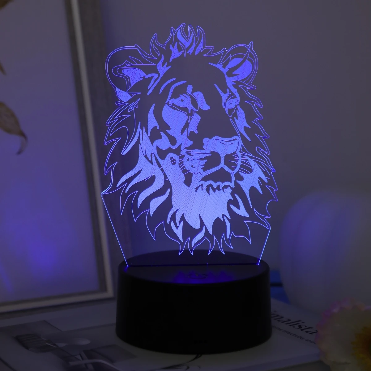 3D Lion Night Light USB Power Supply Room Bedroom Decorative Light Birthday Valentine\'s Day Christmas Gift