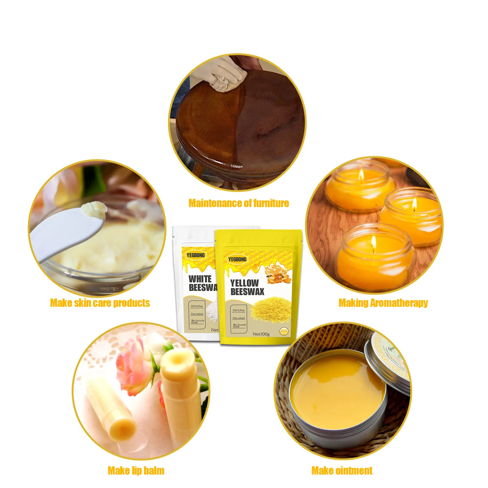 Granular Beeswax Polishing Furniture Raw Material Wasp Wax Sunlight Decolorization DIY Lipstick Beeswax Particles