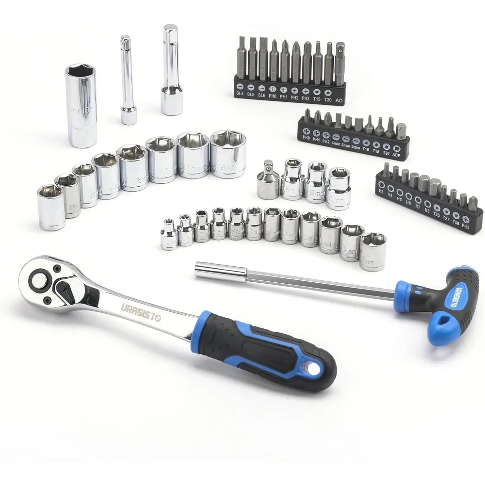 For 168-Piece Socket Wrench Auto Repair Tool Combination Package Mixed Tool Set Hand Tool Kit with Plastic Toolbox Storage