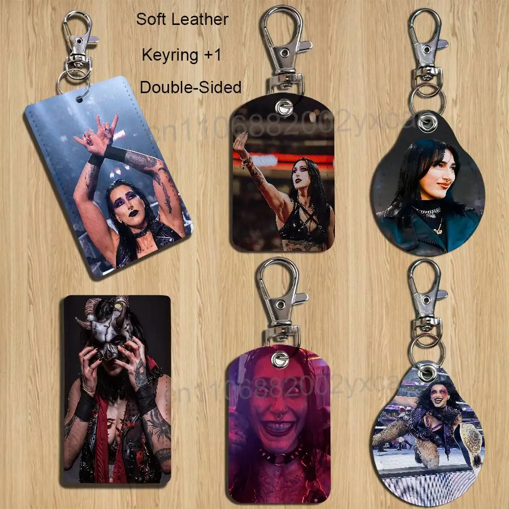 Mami black Rhea Ripley Cartoon Singer Anime Card Keychain Fashion Pendant Bag ID Door Card Case Bus Card Cute Adult