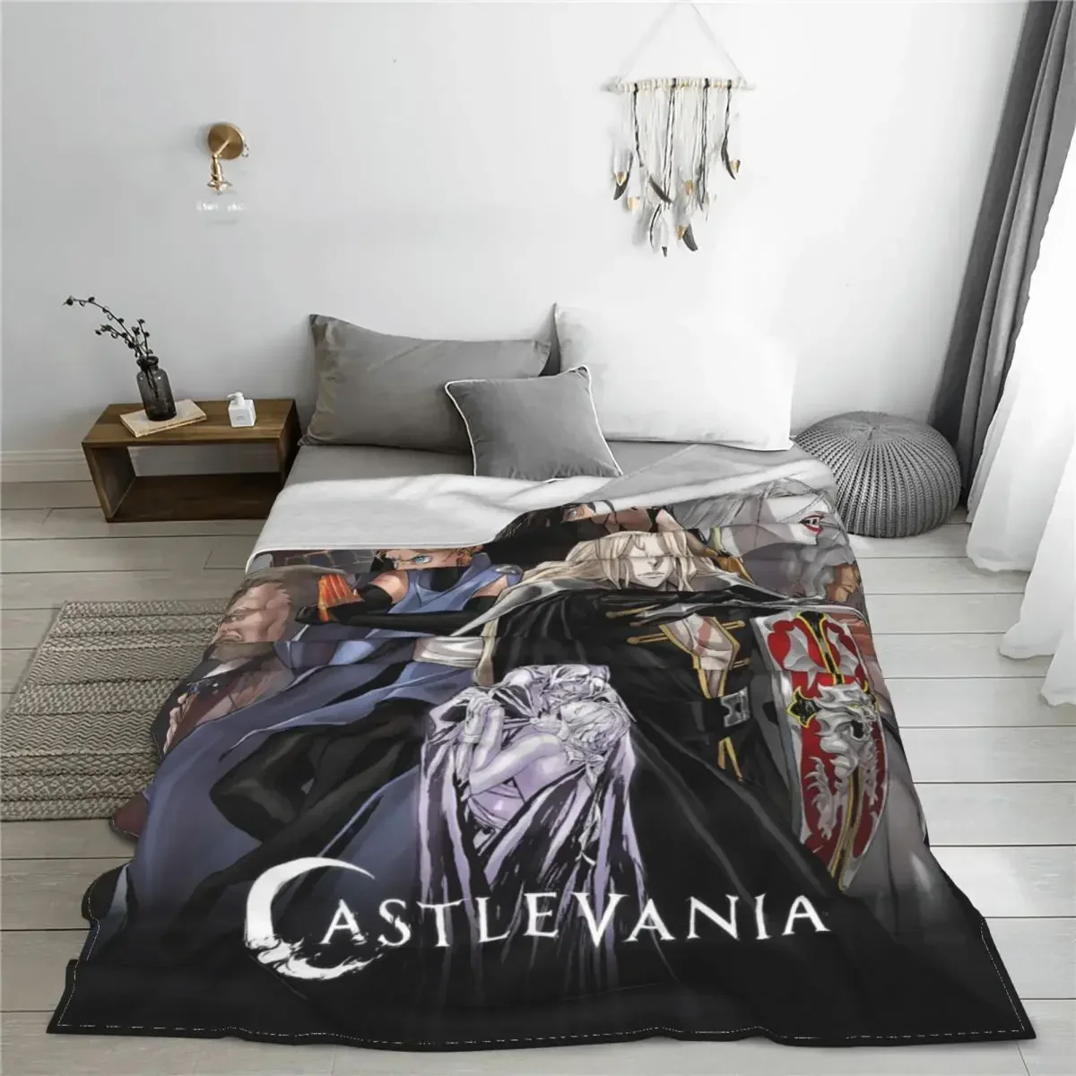 Alucard Game Flannel Throw Blanket Castlevania Anime Blankets for Bedding Car Lightweight Quilt