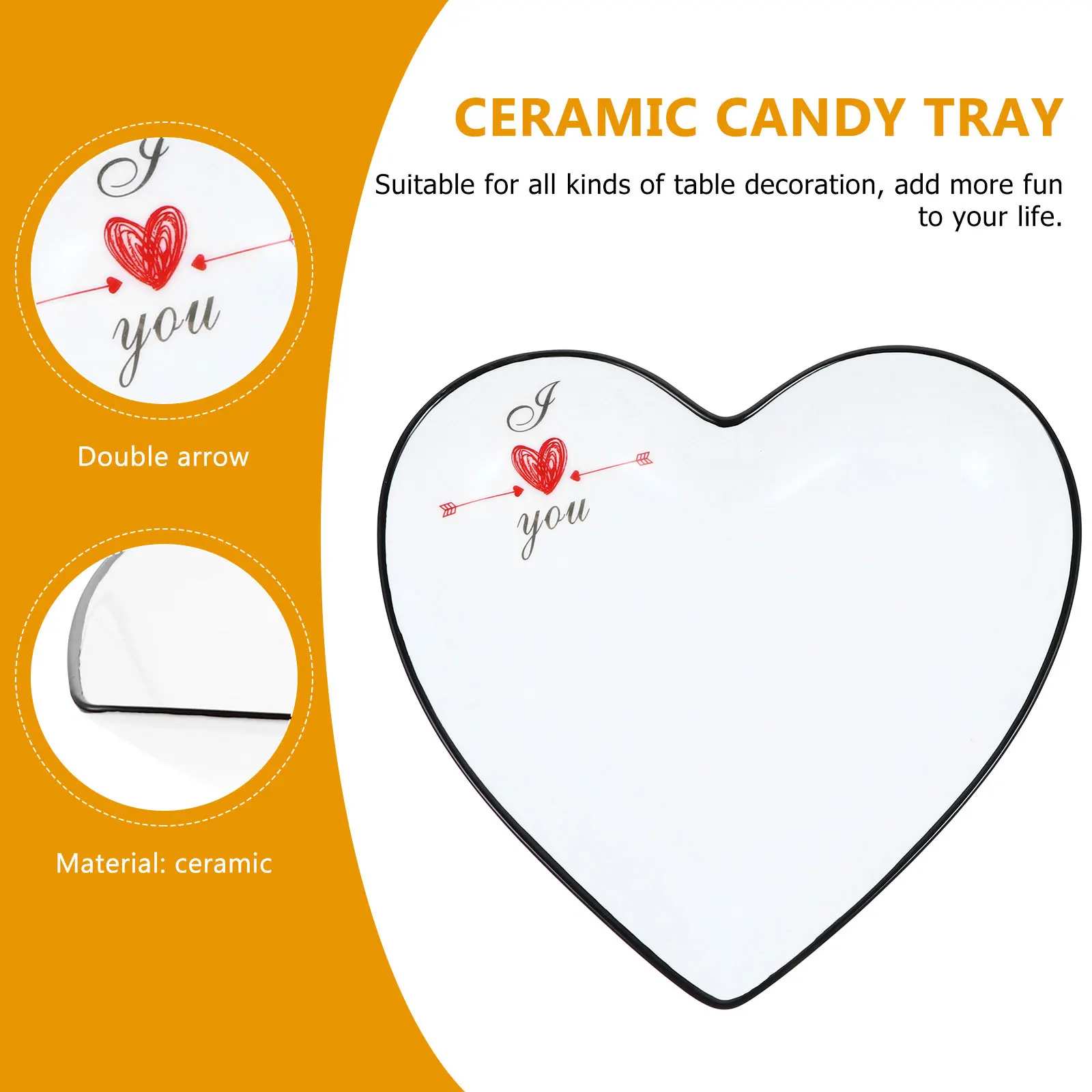 1Pcs Heart Ceramic Tray Creative Jewelry Storage Plate Dessert Display Candy Cupcake Snack Party Supplies Jewelry Plate